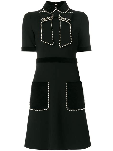 Viscose jersey dress with crystals in black 